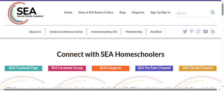 SEA Secular Eclectic Academic Homeschoolers 1 768x313