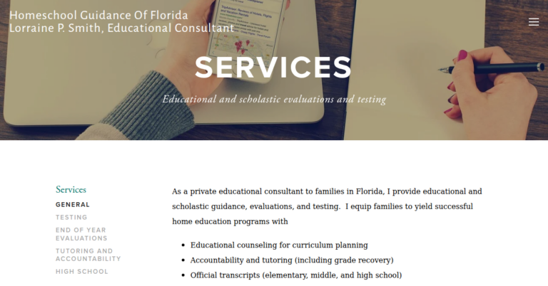 Homeschool Guidance of Florida Lorraine P Smith Educational Consultant 1 768x402