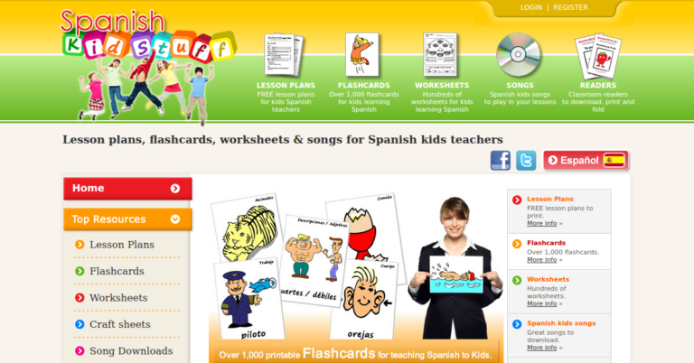 Spanish kids lesson plans worksheets flashcards songs readers games 1 768x402
