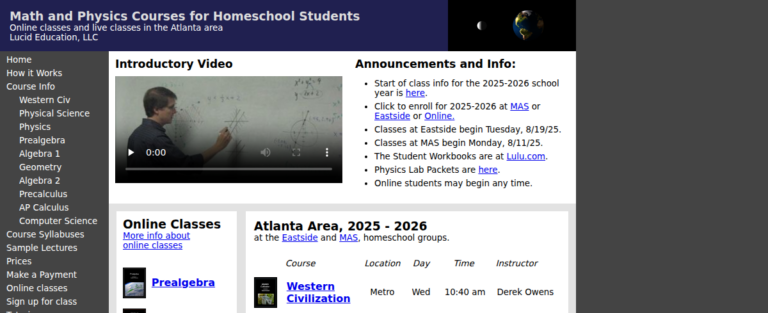 Math and Physics for Homeschoolers 2 768x313