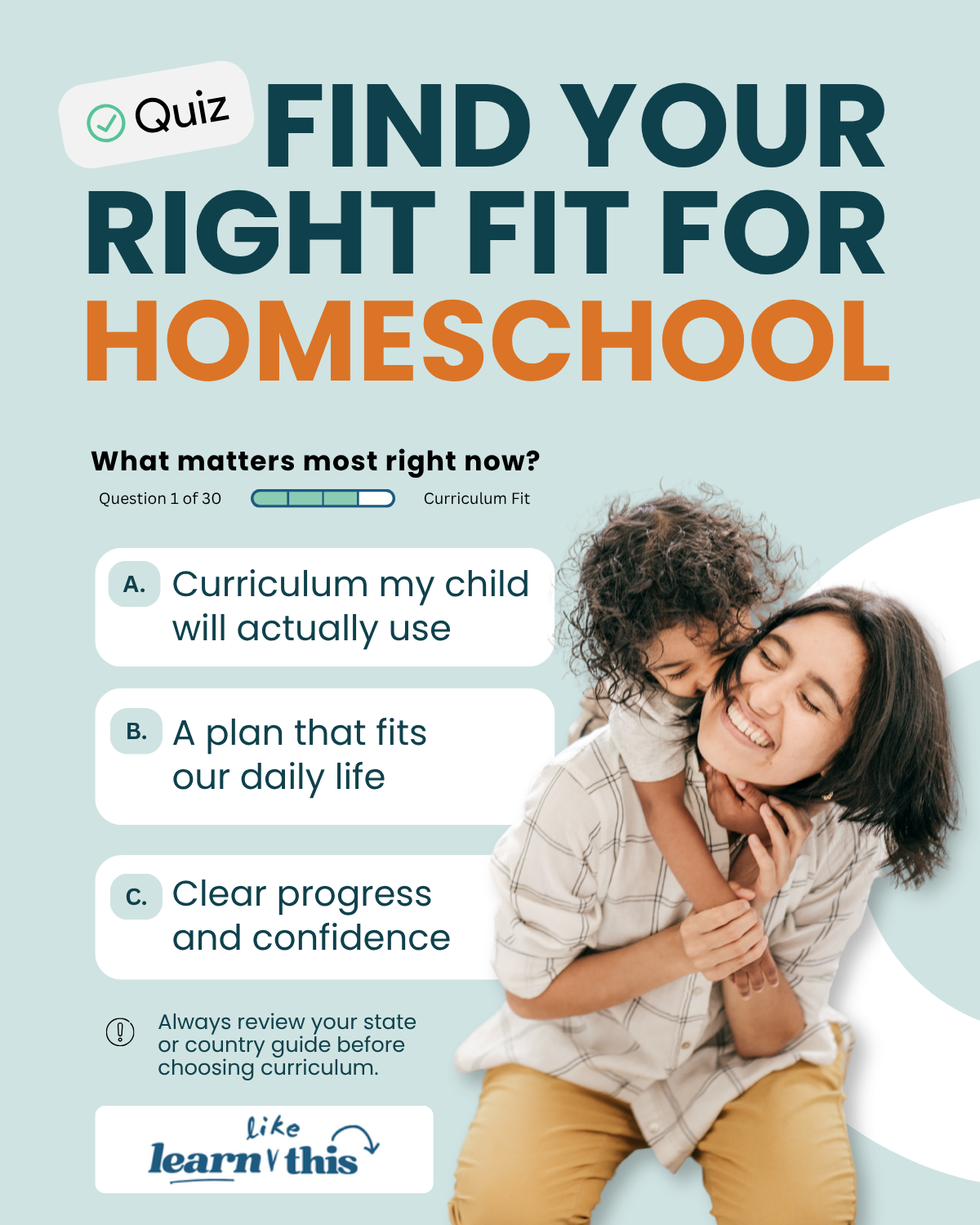 Homeschool Curriculum Fit Quiz from Learn Like This